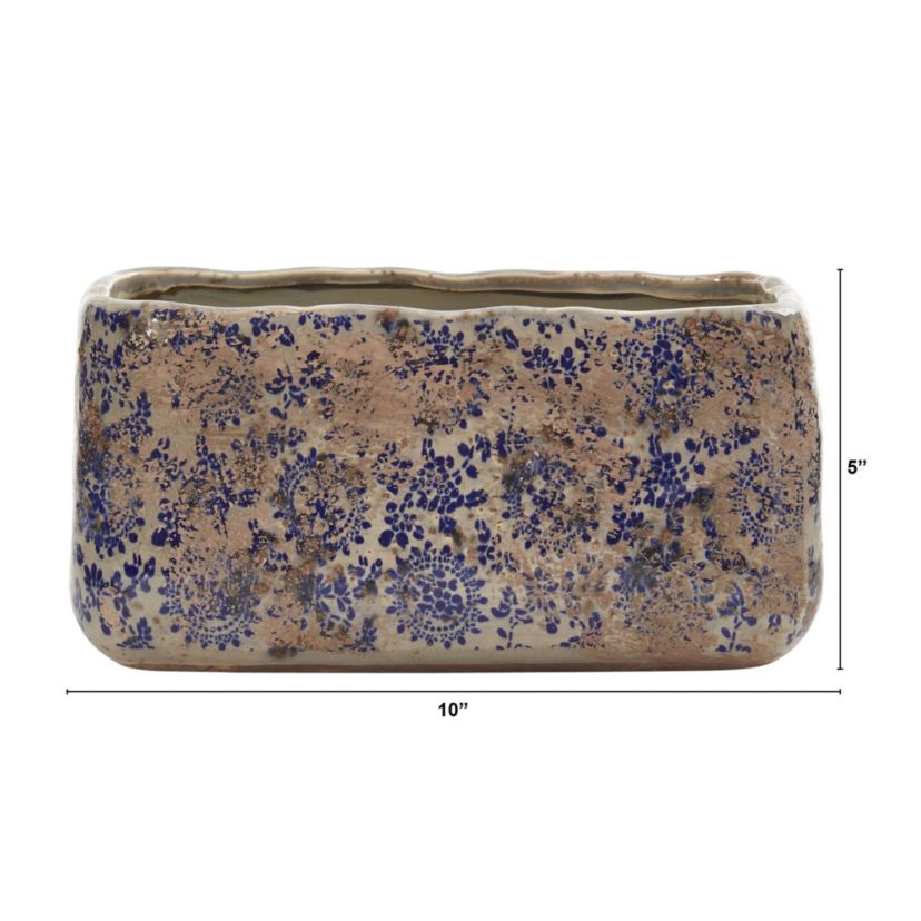 10-Inch Tuscan Ceramic Rectangle Planter