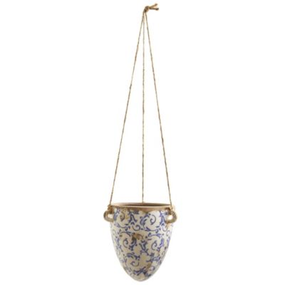 Nearly Natural 2-Foot Tuscan Hanging Ceramic Scroll Planter