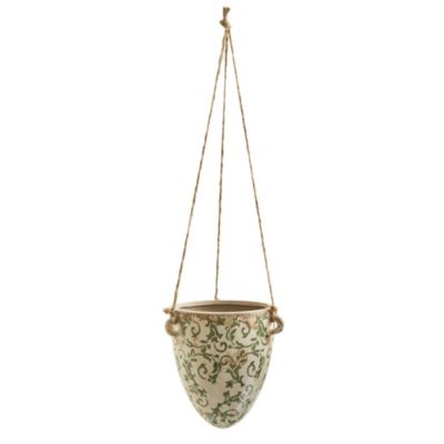 Nearly Natural 2-Foot Tuscan Hanging Ceramic Scroll Planter