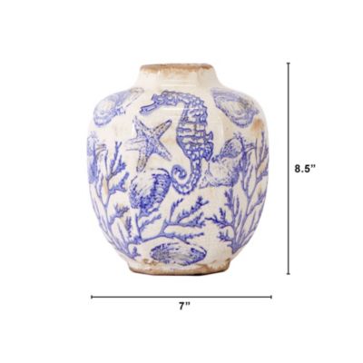 8.5-Inch Nautical Ceramic Decorative Vase