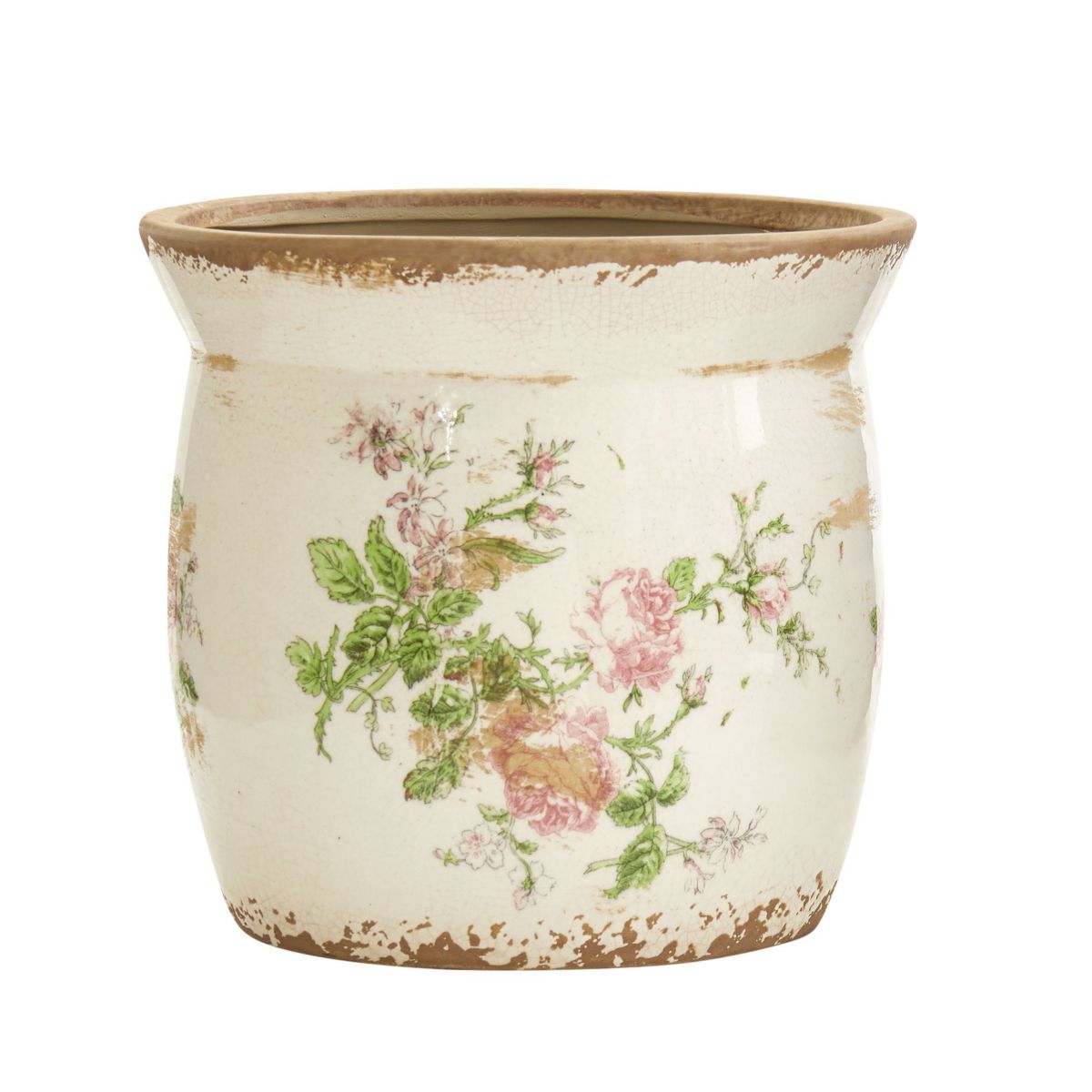 8-Inch Tuscan Ceramic Floral Print Planter