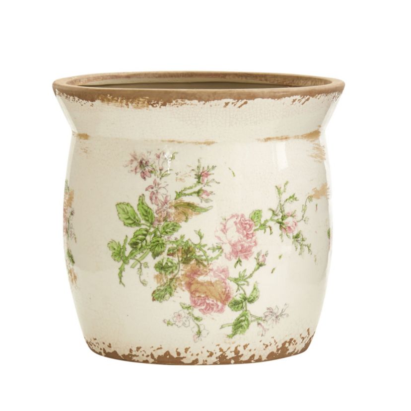 8-Inch Tuscan Ceramic Floral Print Planter