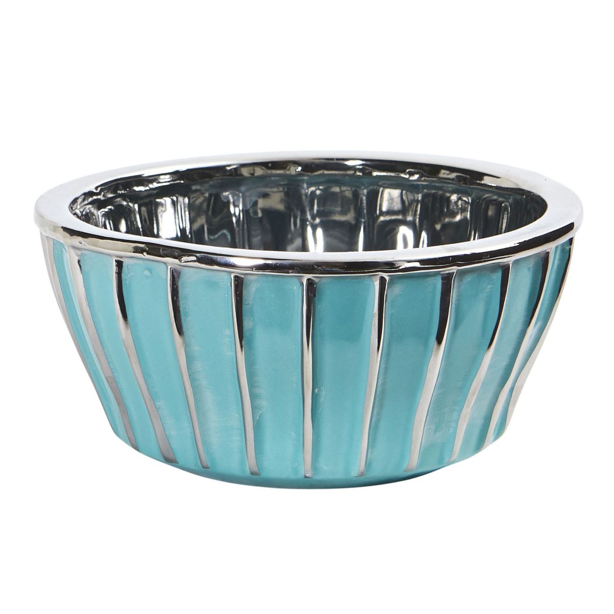 7.25-Inch Teal Vase with Silver Burnishing