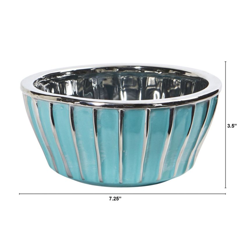 7.25-Inch Teal Vase with Silver Burnishing