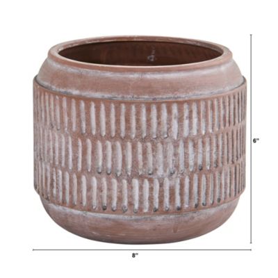 8-Inch Boho Chic Ceramic Embossed Planter