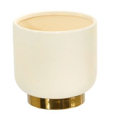 8-Inch Elegance Ceramic Planter with Gold Accents