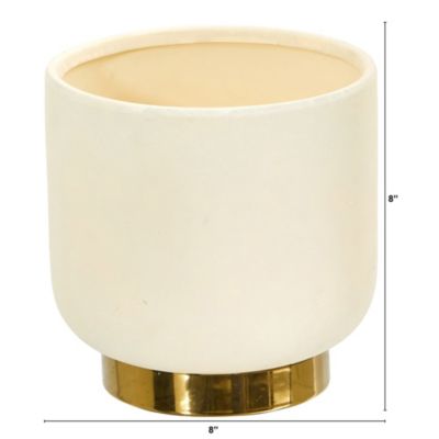 8-Inch Elegance Ceramic Planter with Gold Accents