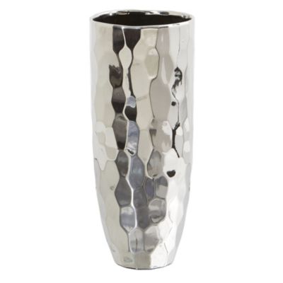 13-Inch Designer Silver Cylinder Vase