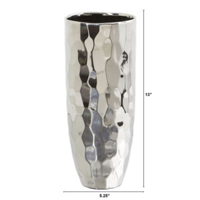 13-Inch Designer Silver Cylinder Vase