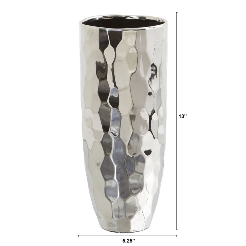 13-Inch Designer Silver Cylinder Vase