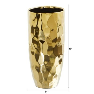 10-Inch Designer Gold Cylinder Vase