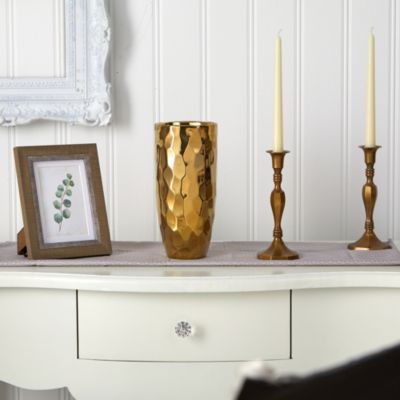 10-Inch Designer Gold Cylinder Vase