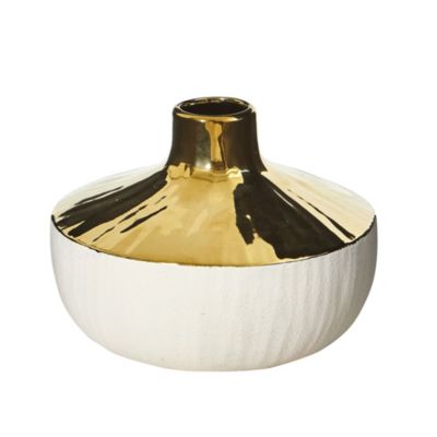 8-Inch Elegance Ceramic Decorative Vase with Gold Accents