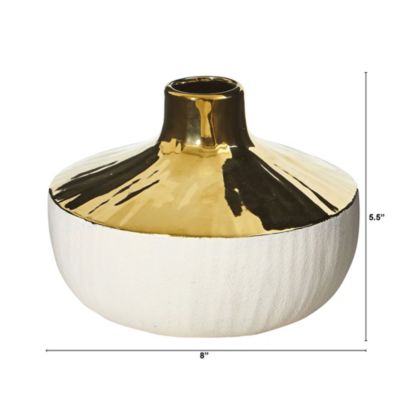 8-Inch Elegance Ceramic Decorative Vase with Gold Accents