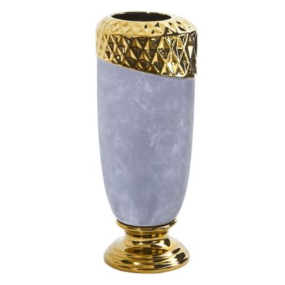 11.5-Inch Regal Stone Vase with Gold Accents