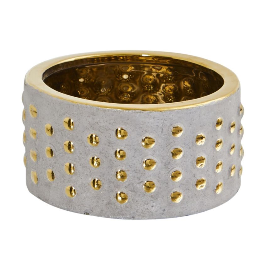 6.75-Inch Regal Stone Hobnail Planter with Gold Accents