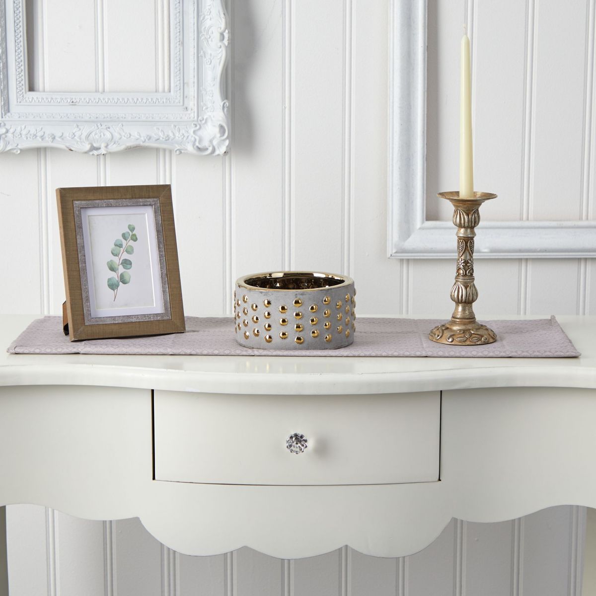 6.75-Inch Regal Stone Hobnail Planter with Gold Accents