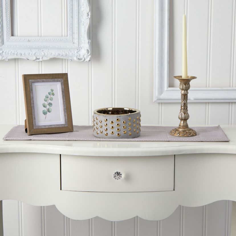 6.75-Inch Regal Stone Hobnail Planter with Gold Accents