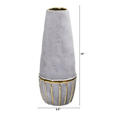 Inch Regal Stone Decorative Vase with Gold Accents