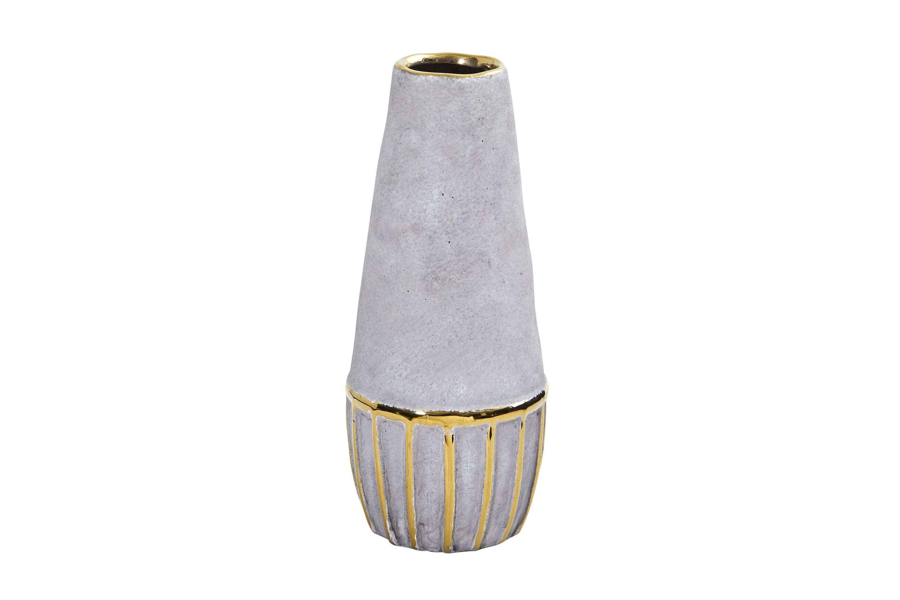 10-Inch Regal Stone Decorative Vase with Gold Accents