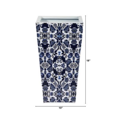 18-Inch Oriental Blue and White Classic Metal Planter