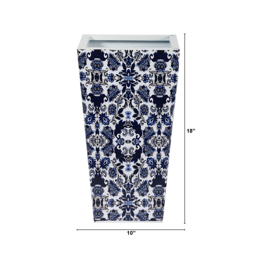 18-Inch Oriental Blue and White Classic Metal Planter