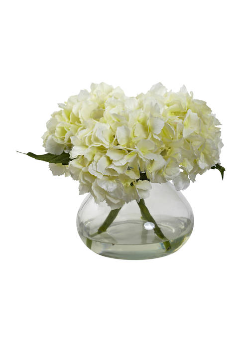 Nearly Natural Blooming Hydrangea with Vase