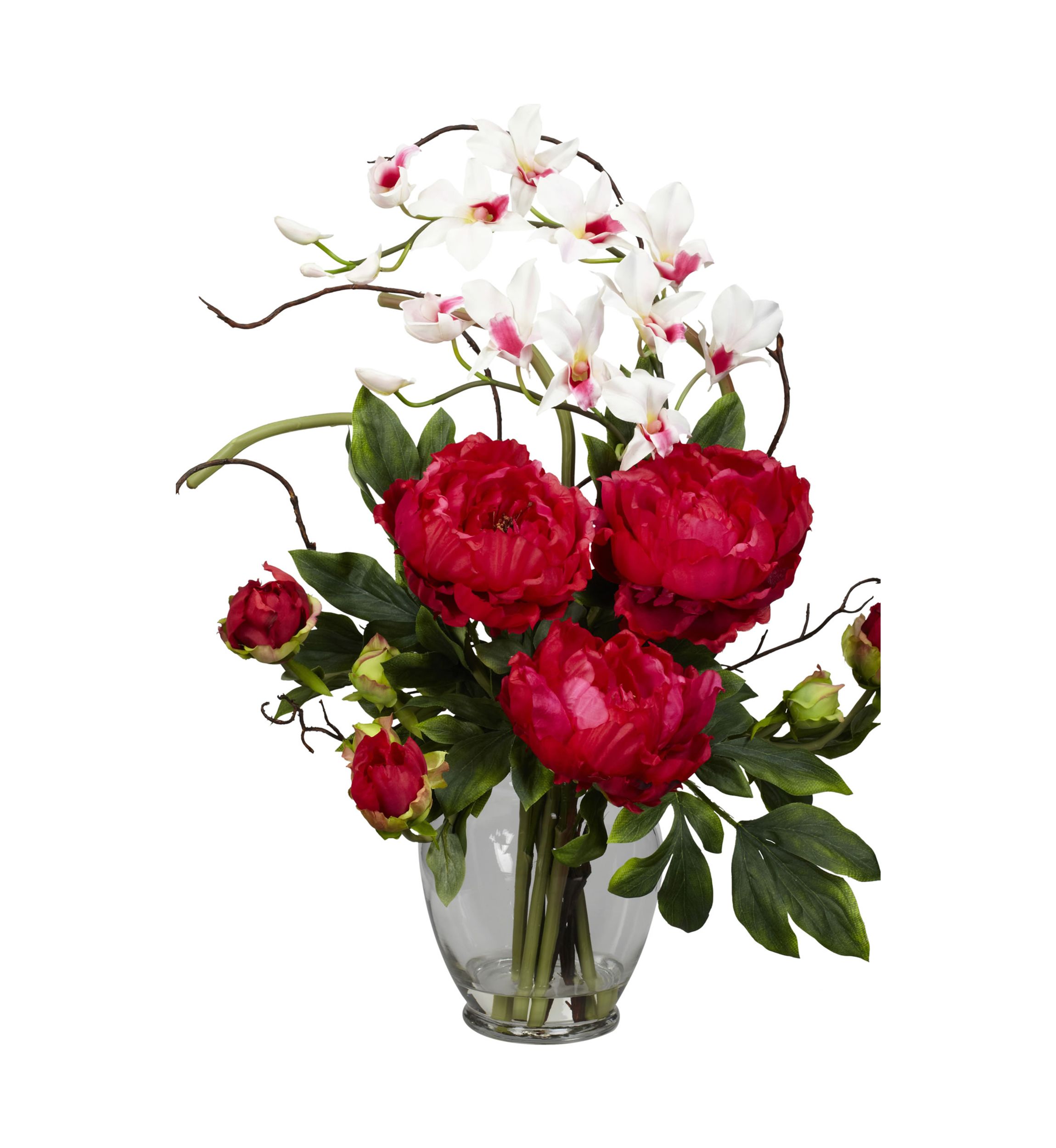 Peony and Orchid Silk Flower Arrangement