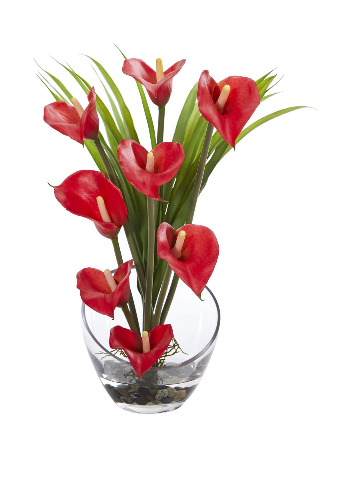 15.5 Inch Calla Lily and Grass Artificial Arrangement in Vase