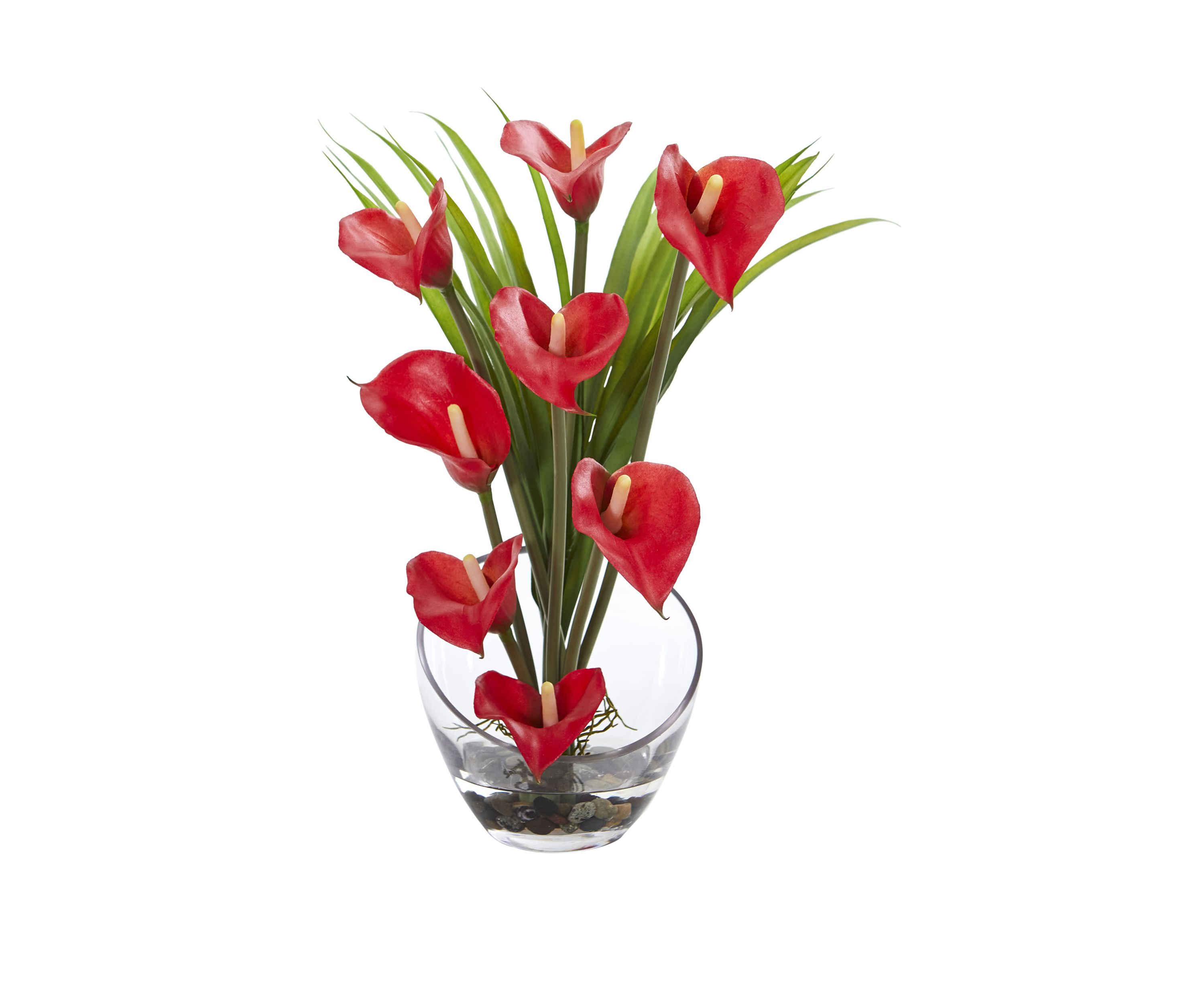 15.5 Inch Calla Lily and Grass Artificial Arrangement in Vase