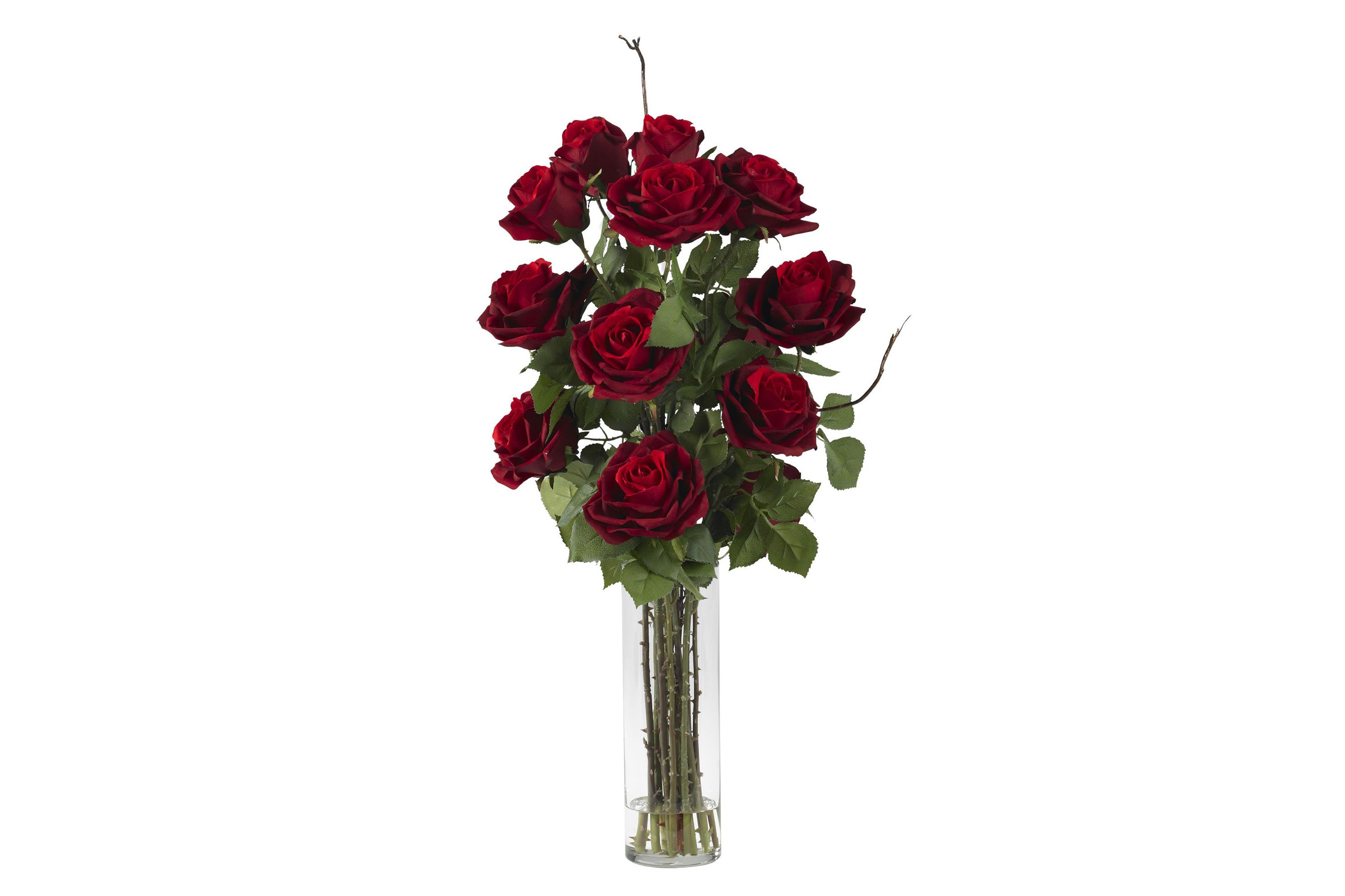 Roses with Cylinder Vase Silk Flower Arrangement