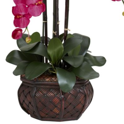 Phalaenopsis with Decorative Vase Silk Flower Arrangement