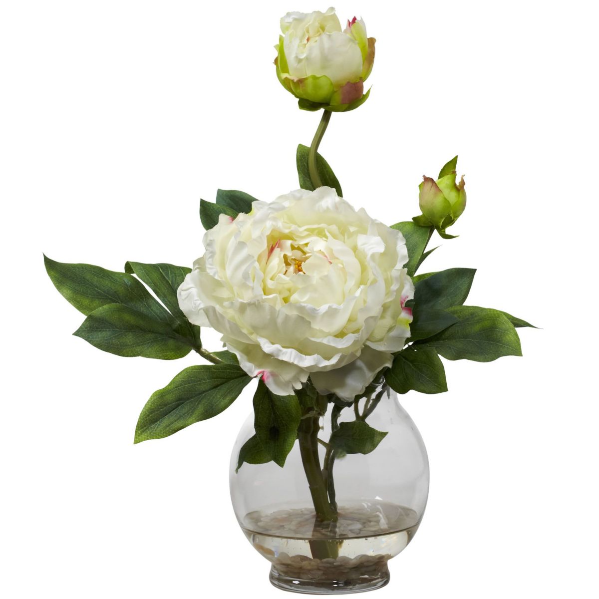 Peony with Fluted Vase Silk Flower Arrangement