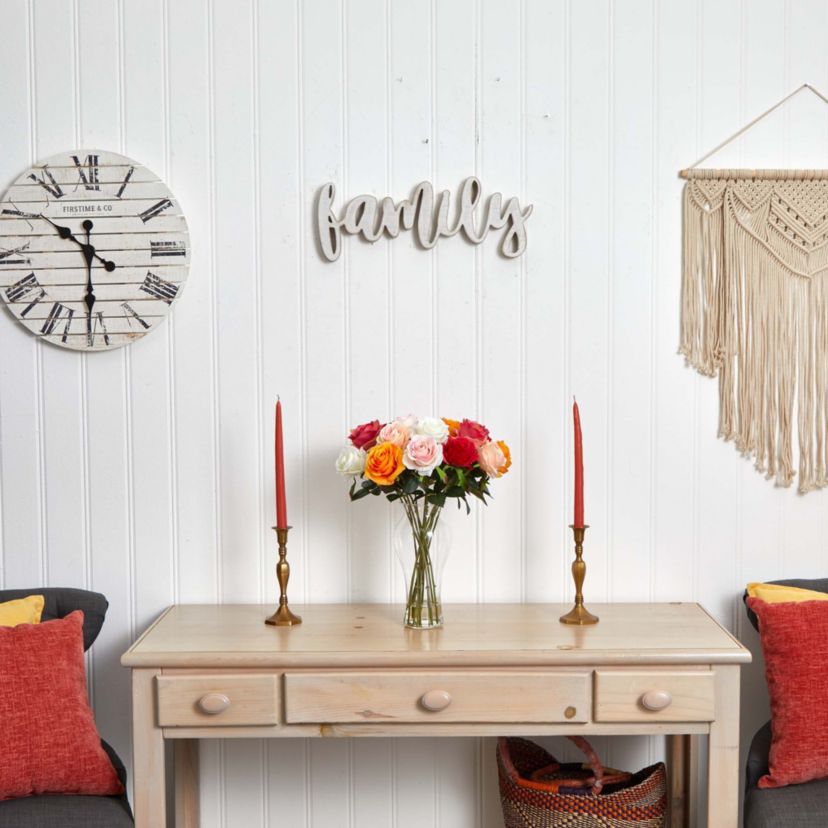 Assorted Blooming Roses with Vase