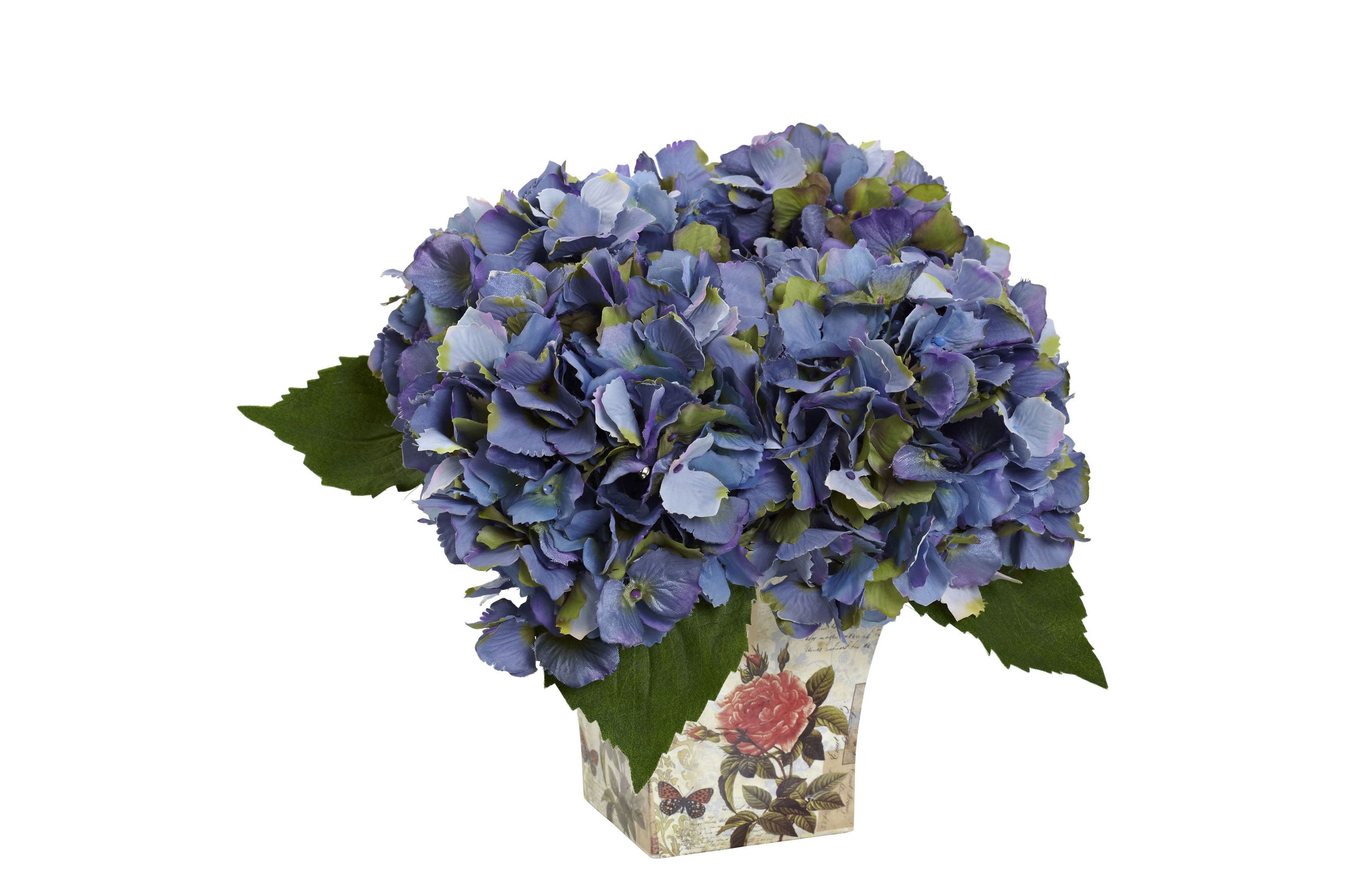 Hydrangea Silk Arrangement with Floral Planter