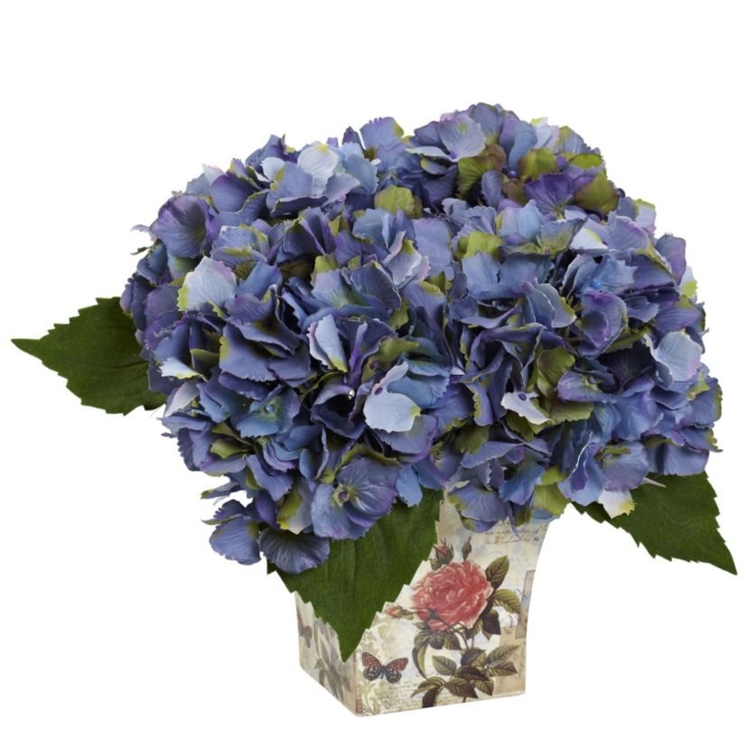 Hydrangea Silk Arrangement with Floral Planter