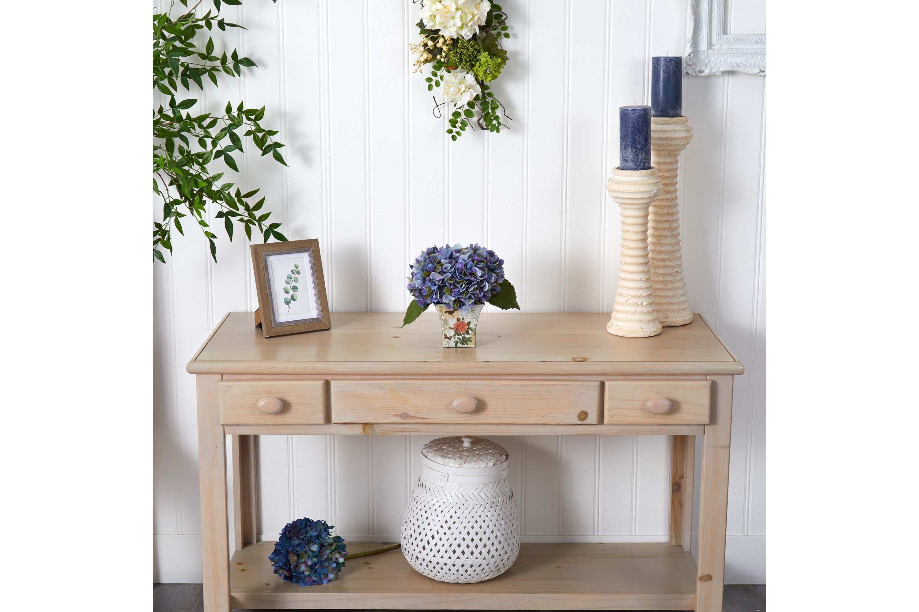 Hydrangea Silk Arrangement with Floral Planter