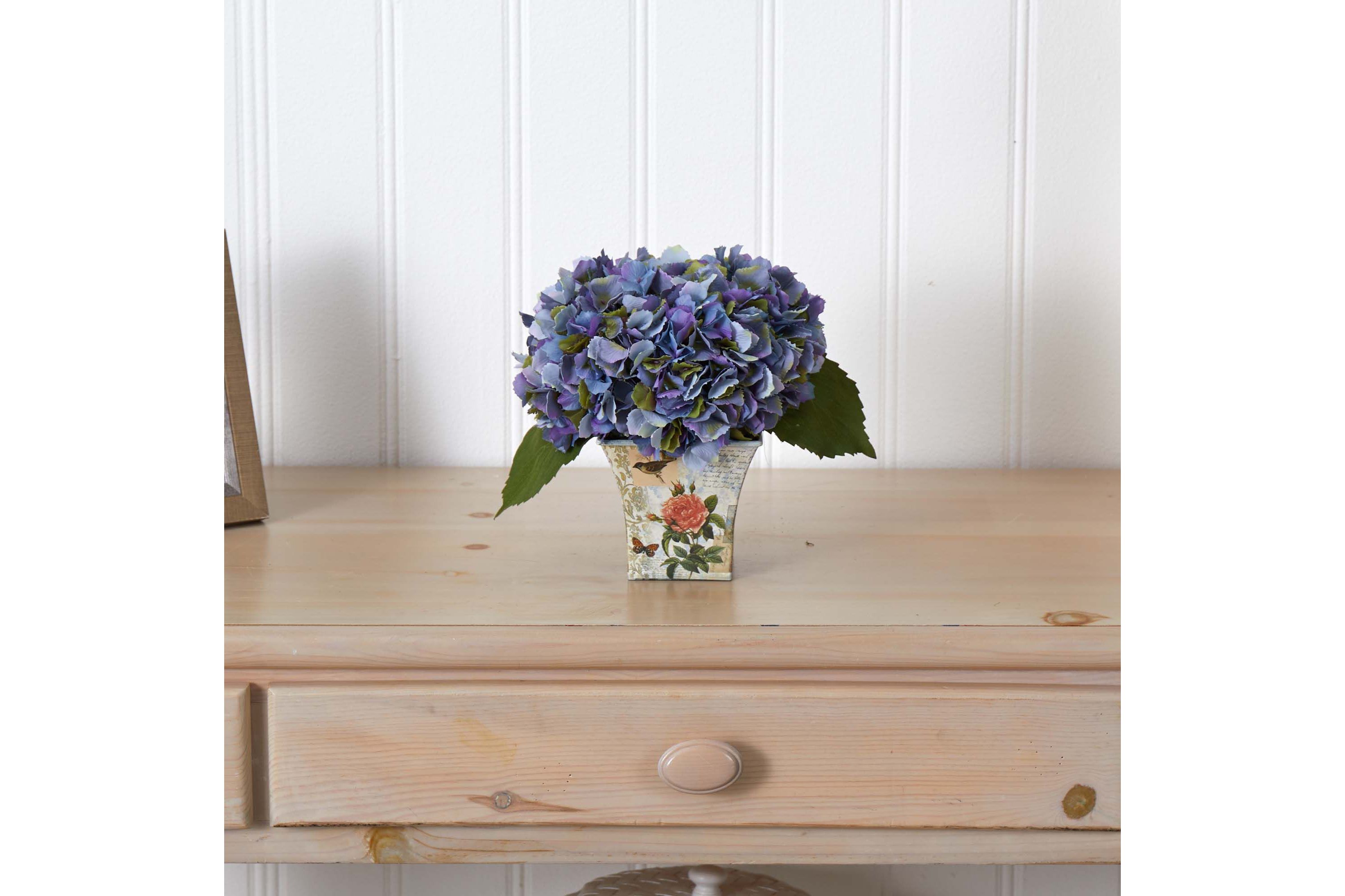 Hydrangea Silk Arrangement with Floral Planter