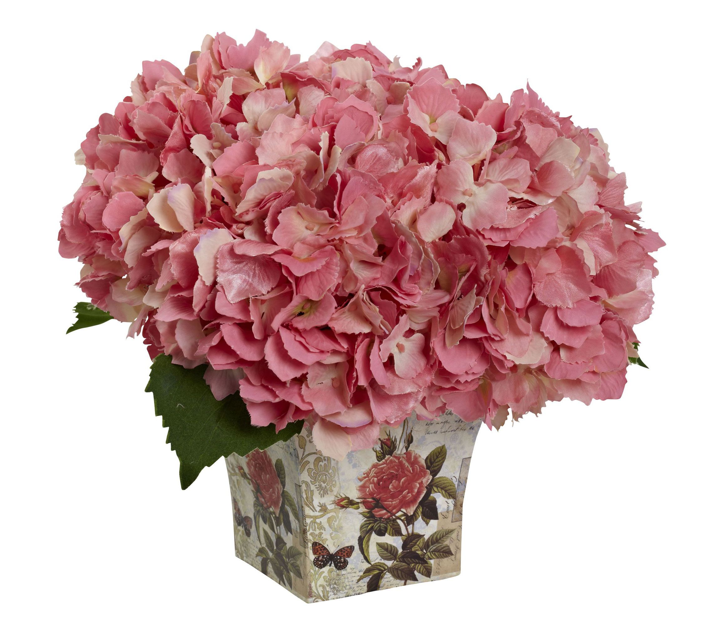 Hydrangea Silk Arrangement with Floral Planter