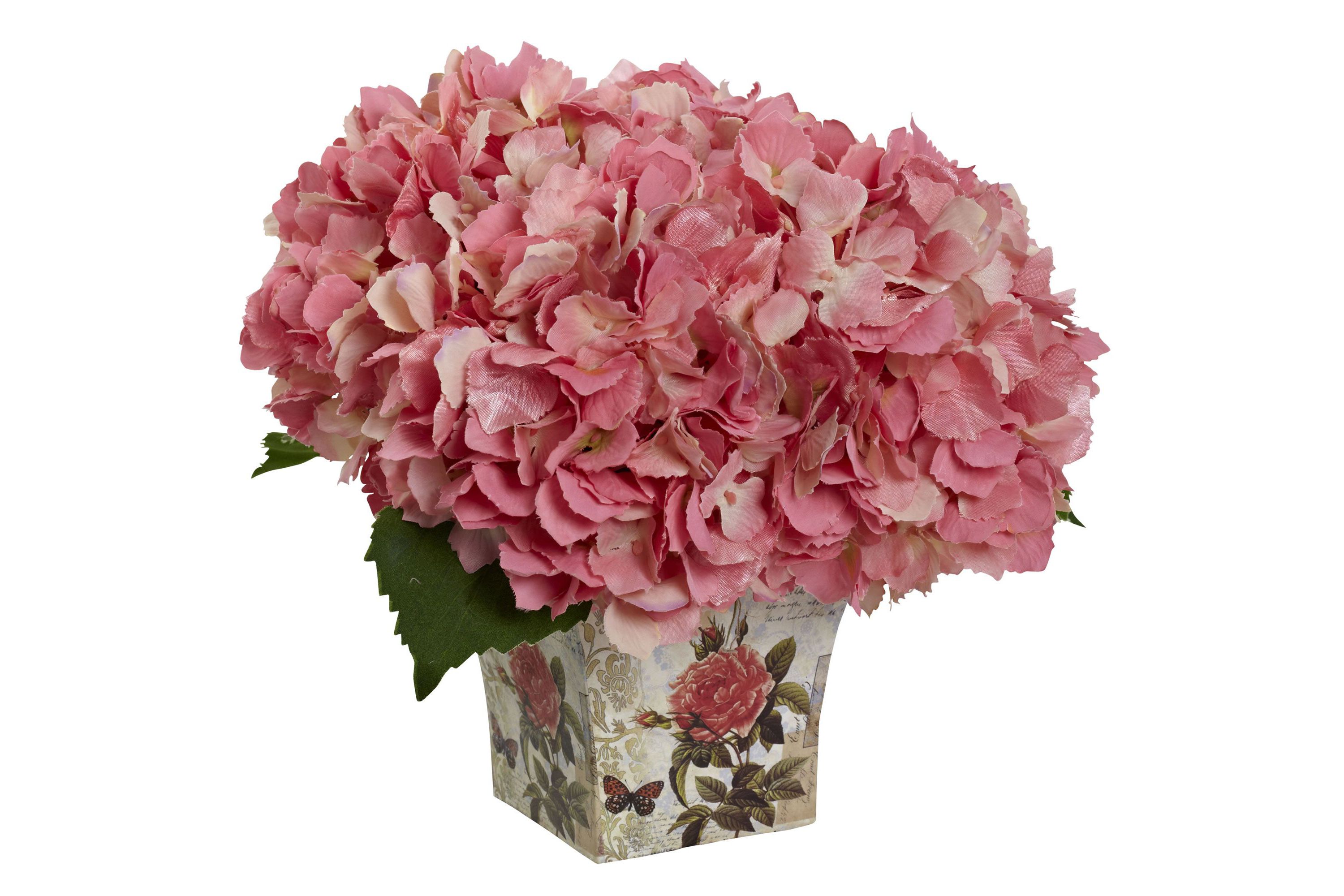 Hydrangea Silk Arrangement with Floral Planter