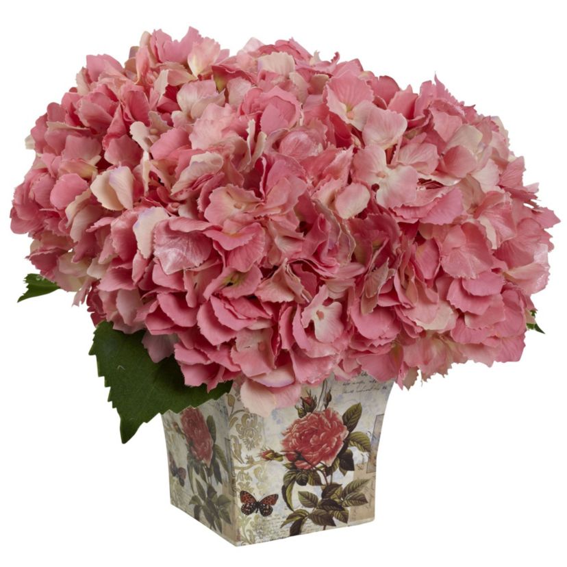 Hydrangea Silk Arrangement with Floral Planter
