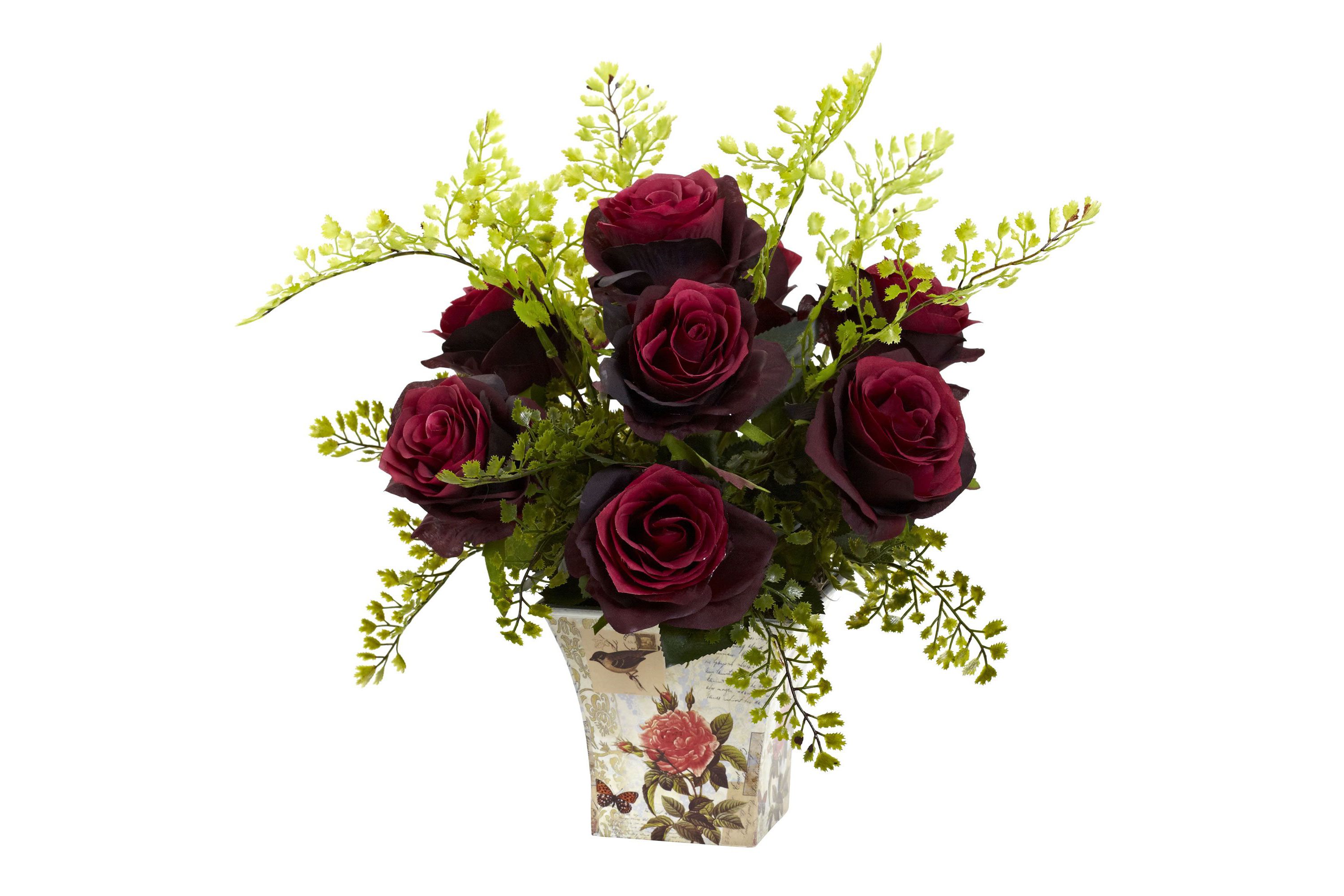 Rose and Maiden Hair with Floral Planter