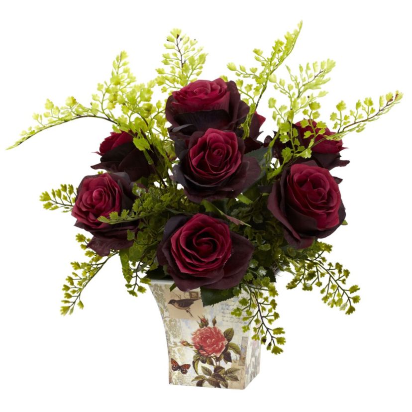 Rose and Maiden Hair with Floral Planter