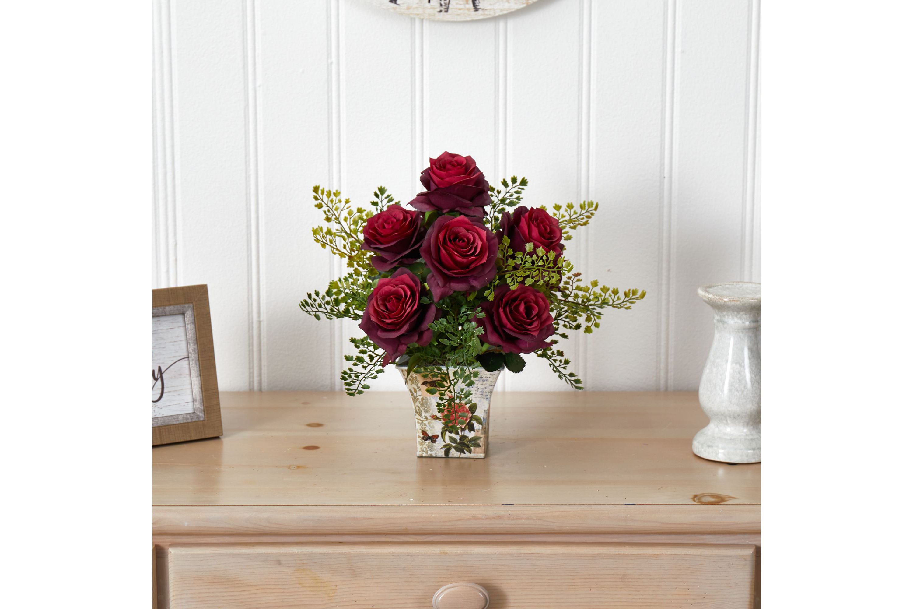 Rose and Maiden Hair with Floral Planter