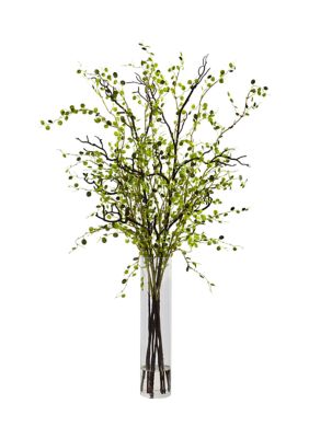 Night Willow Arrangement with Glass Vase