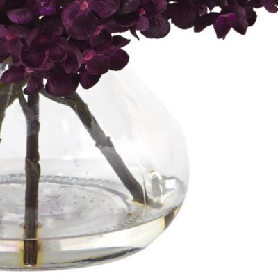 8.5-Inch H Hydrangea Silk Flower Arrangement with Glass Vase