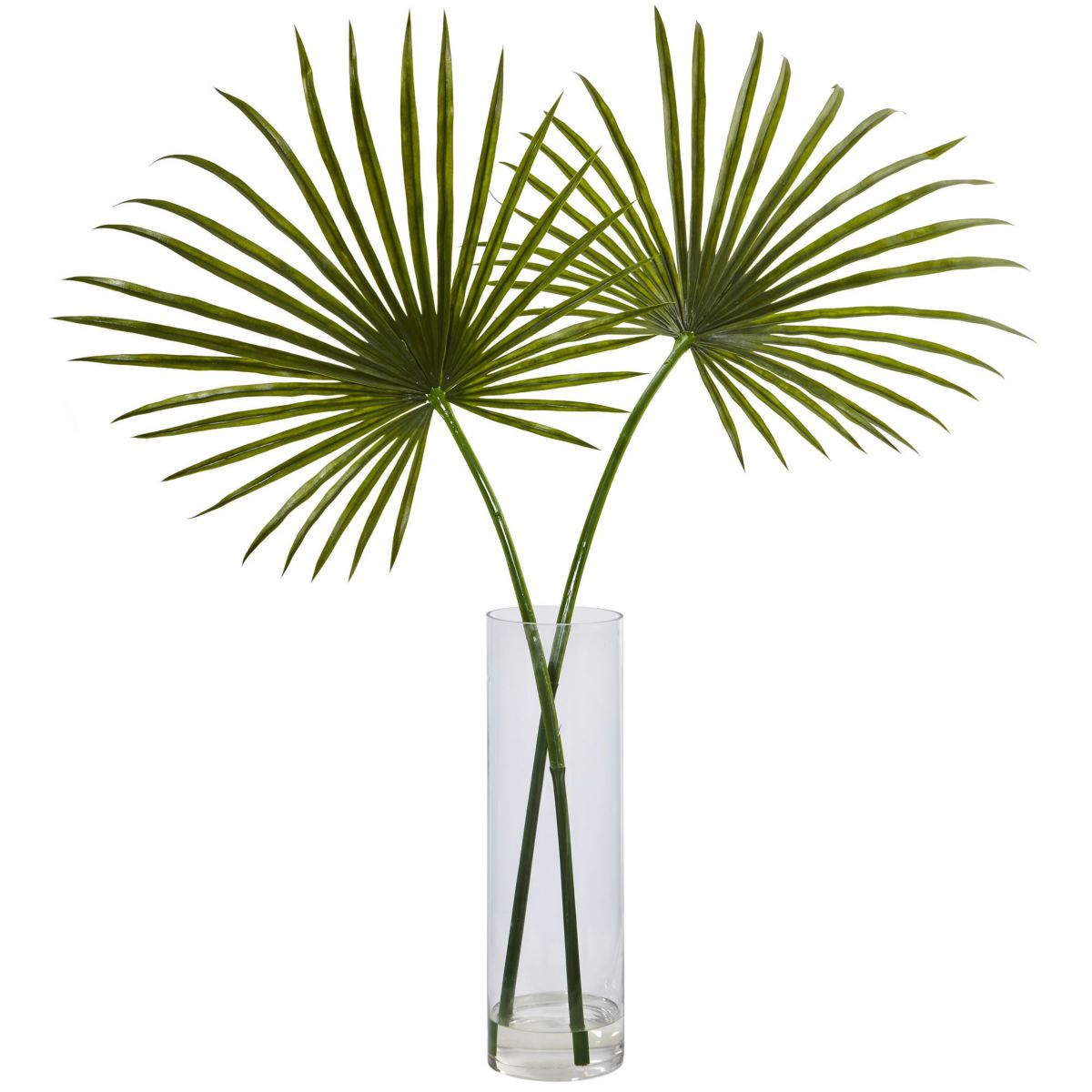 Fan Palm Artificial Arrangement in Glass Vase