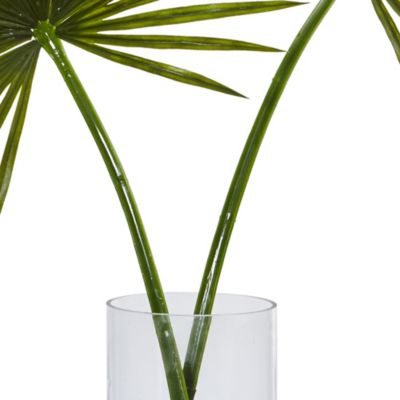 Fan Palm Artificial Arrangement in Glass Vase