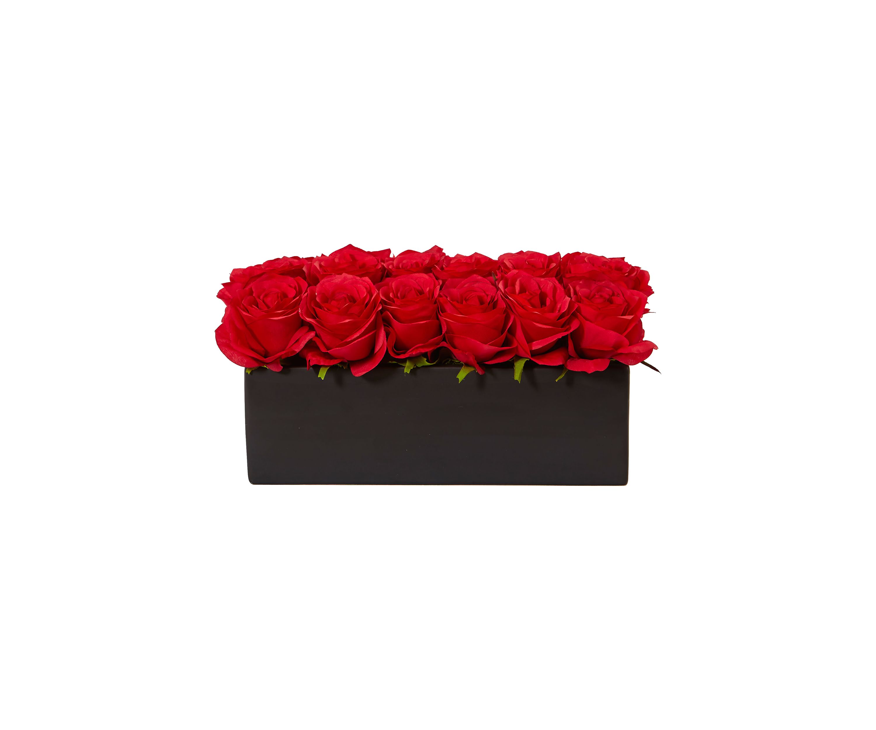 Dozen Silk Roses in Ceramic Rectangular Planter