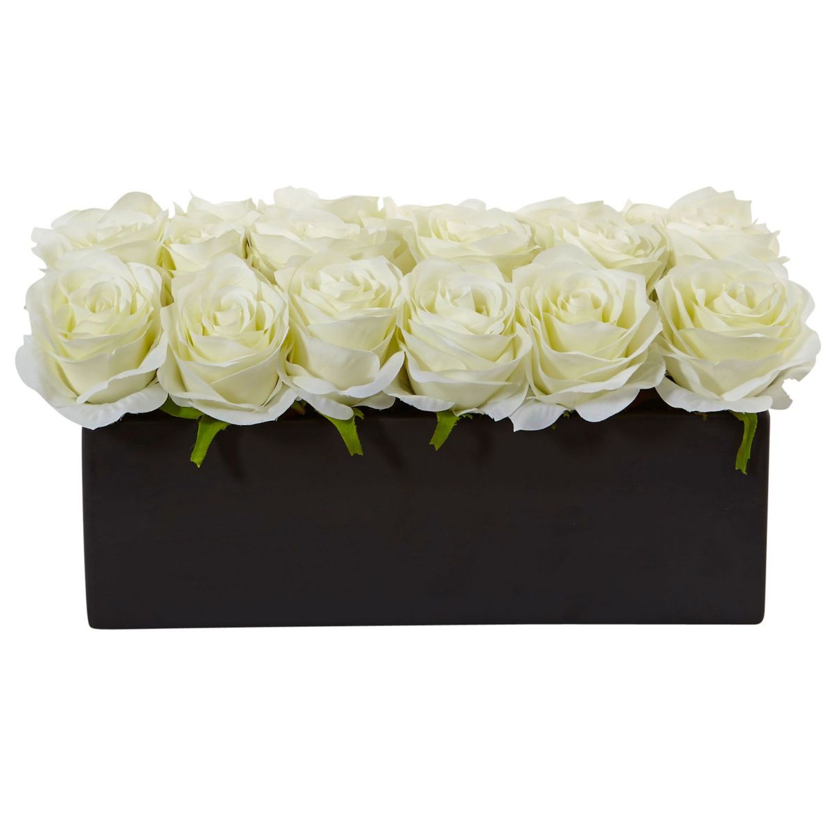 Dozen Silk Roses in Ceramic Rectangular Planter